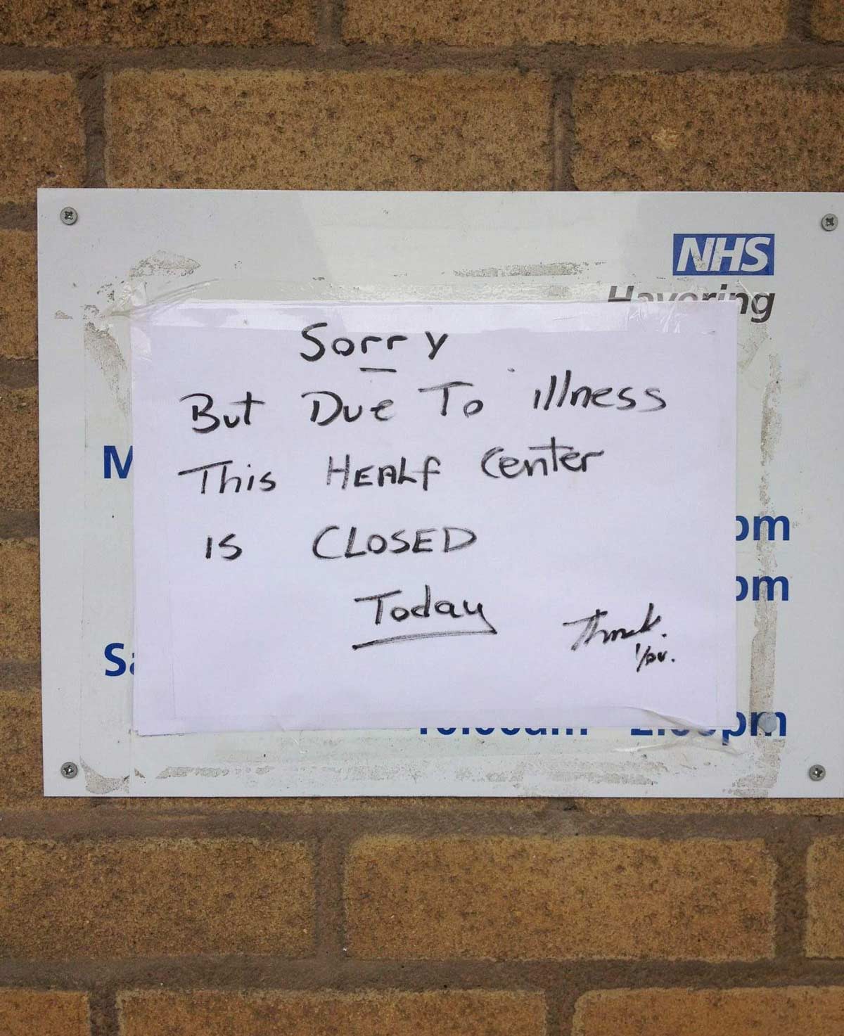 NHS Healf Center closed today