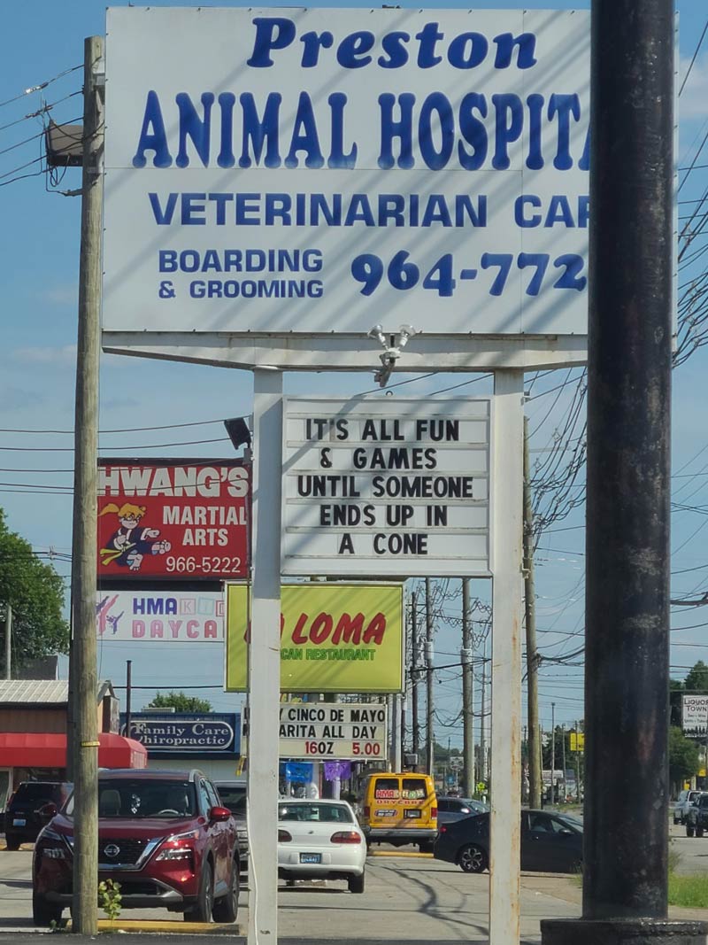 This sign at the vets