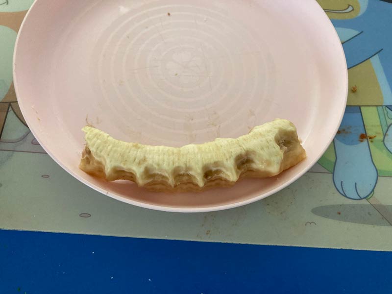 This is how my son ate his banana this morning