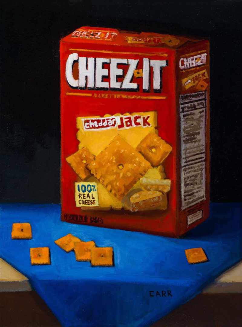 A guy commissioned me to paint Cheddar Jack Cheezits for his wife as an anniversary gift
