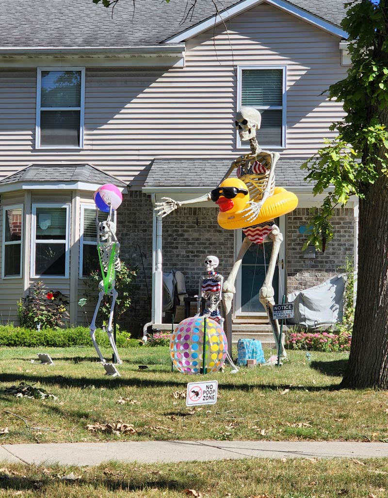 My neighbors use of their Halloween decorations during Summer