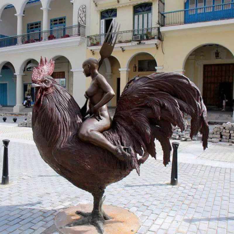 Havana, Cuba has a public statue of a nude woman riding a giant cock