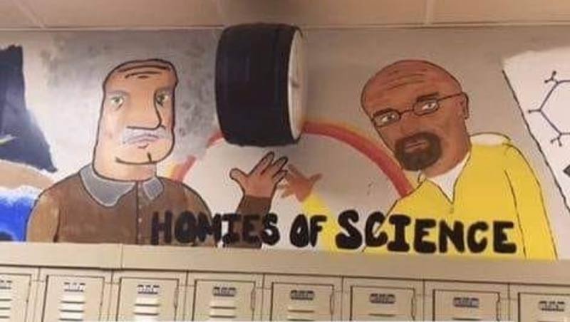 My school's mural of Albert Einstein and Walter White