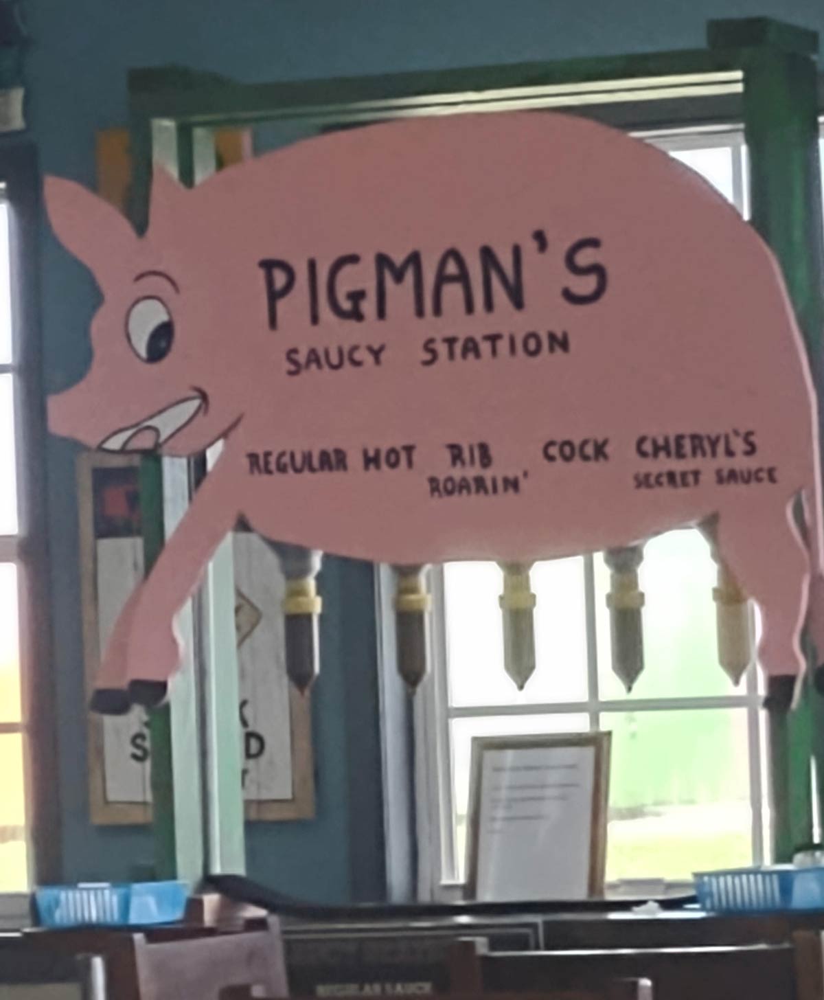 You have to milk the pig to get your bbq sauce at this restaurant