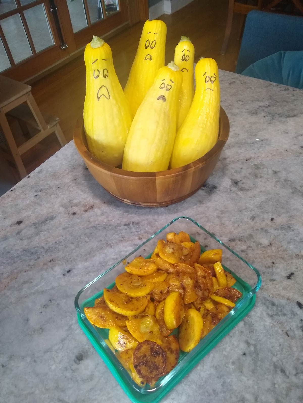 Every time I cook a squash from our garden, I make the rest watch
