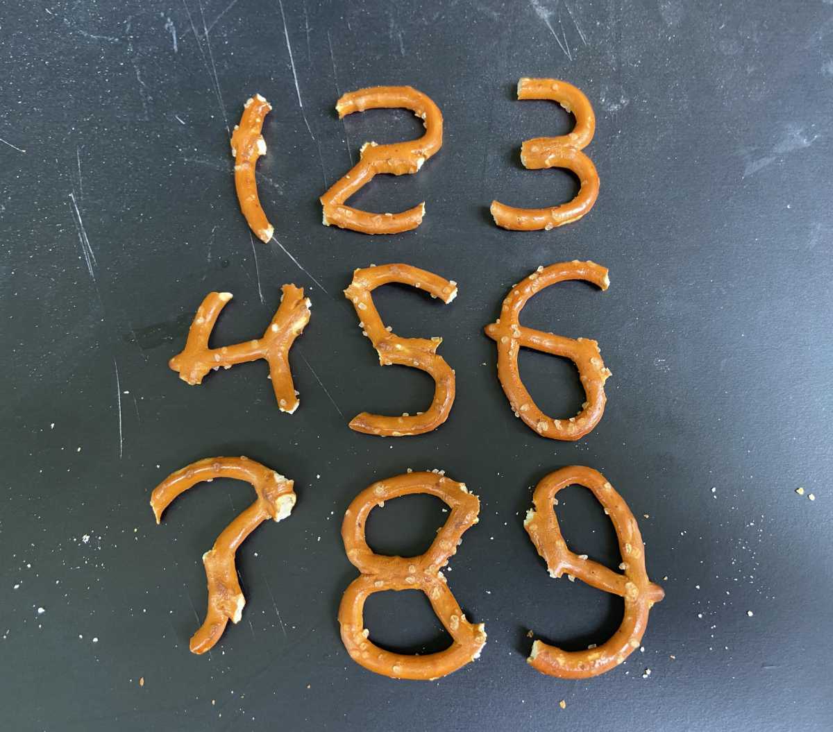 Numbers I made out of pretzels