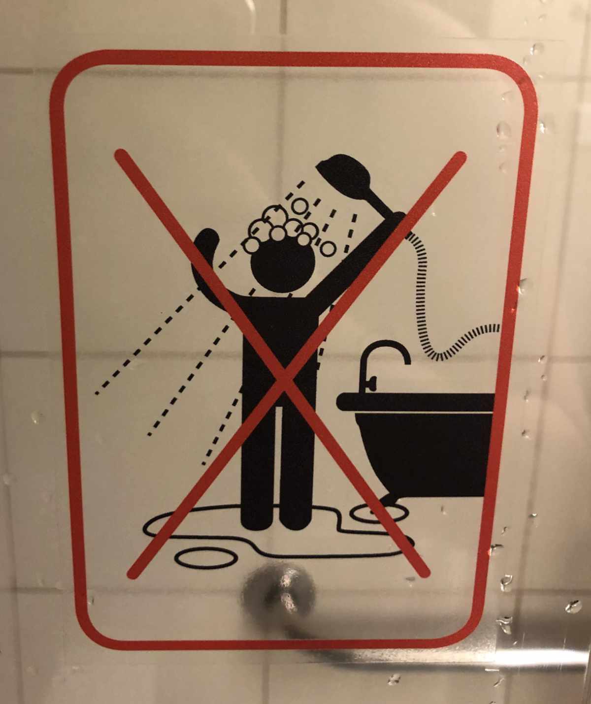 This sign at the shower in a hotel in Prague