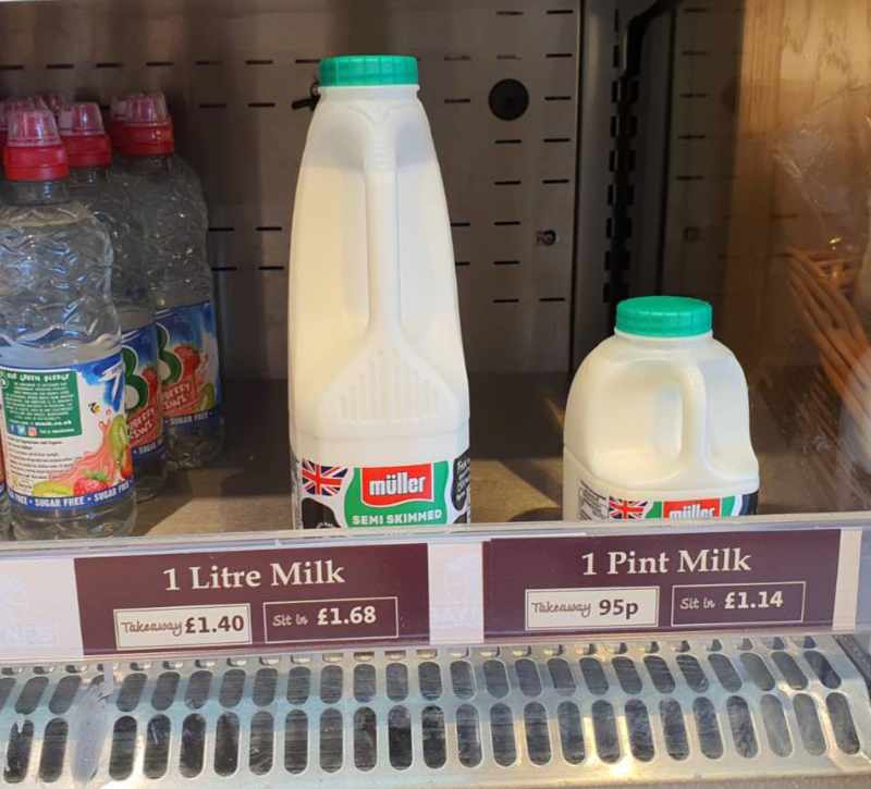 A local bakery has a sit in price on a litre of milk