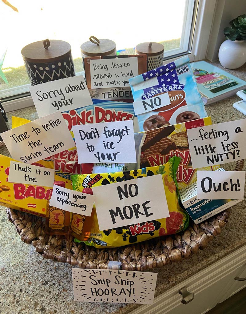 The get well basket my wife made me for my vasectomy today