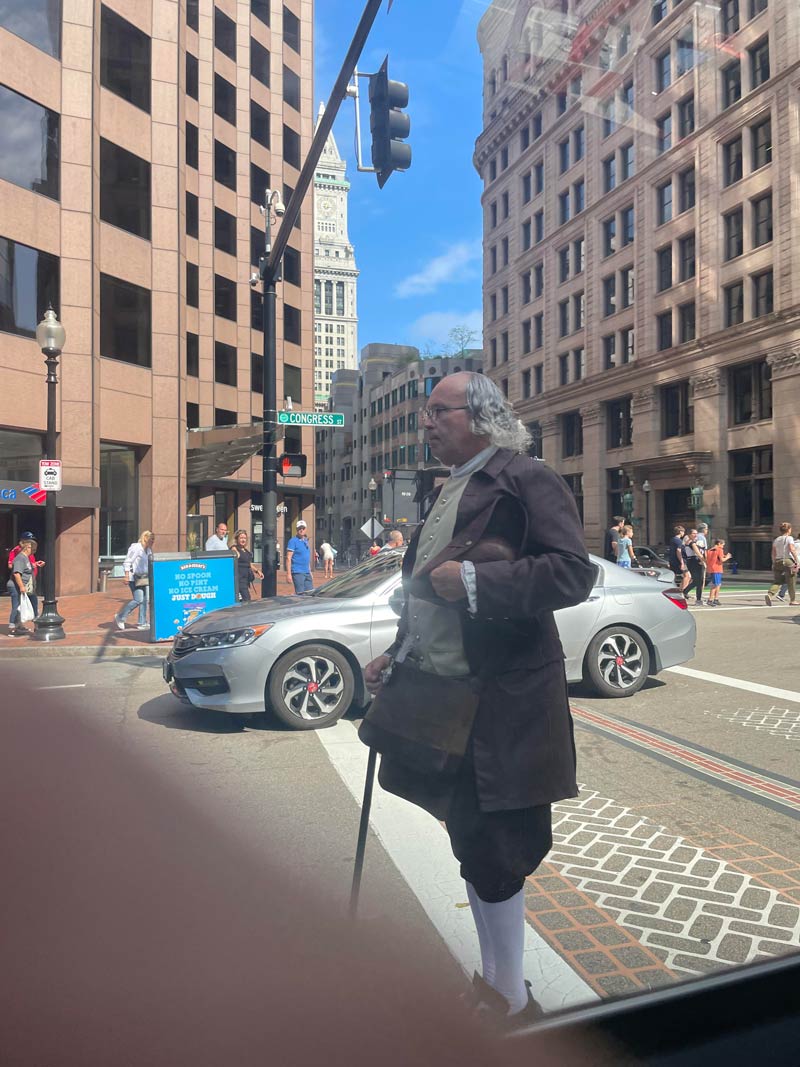 Just Ben Franklin crossing the road. Totally normal Boston day