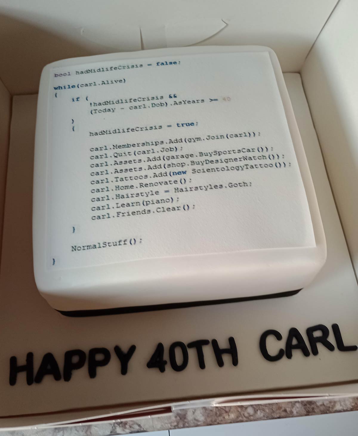 Code cake for my husband's 40th