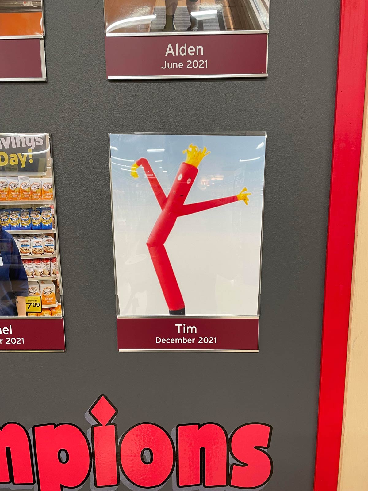 Tim getting the recognition he deserves at work. Employee of the month!