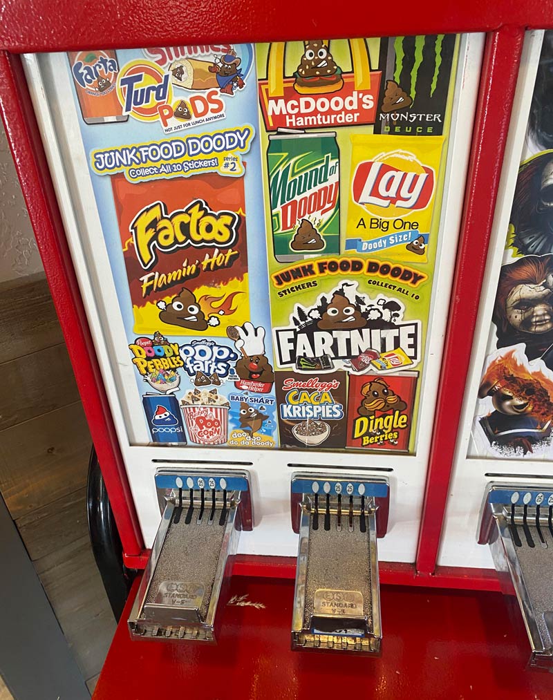 Stickers for sale at a fast food restaurant in Idaho