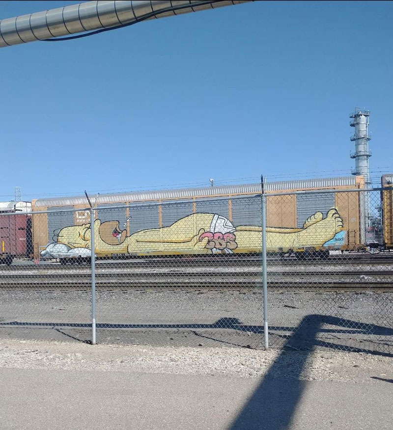 Homer train graffiti