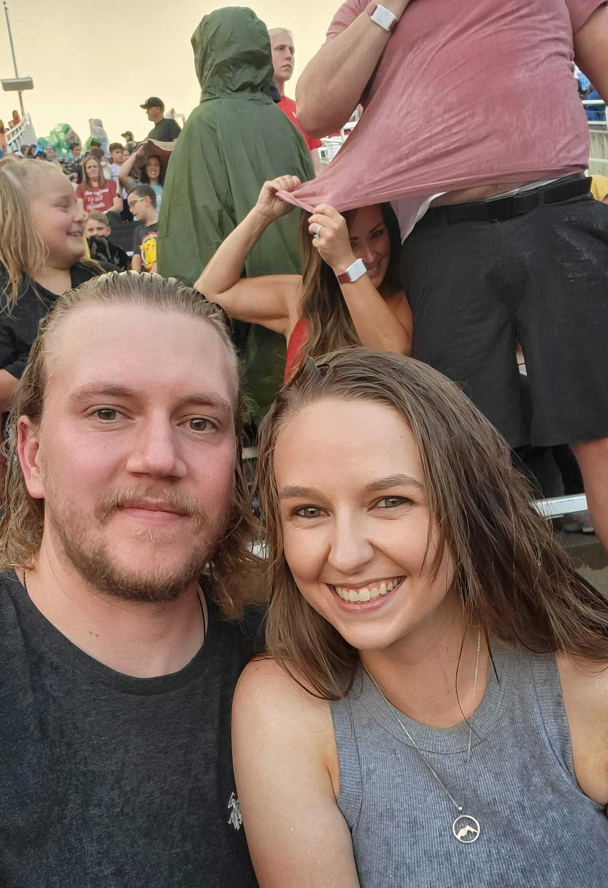 It was raining when we took a few selfies at a concert. I didn't notice this gem until the next day