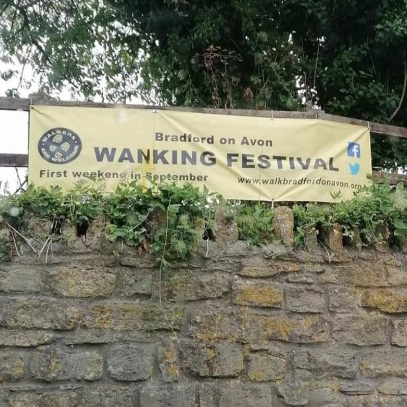 Someone defaced the Walking Festival banner
