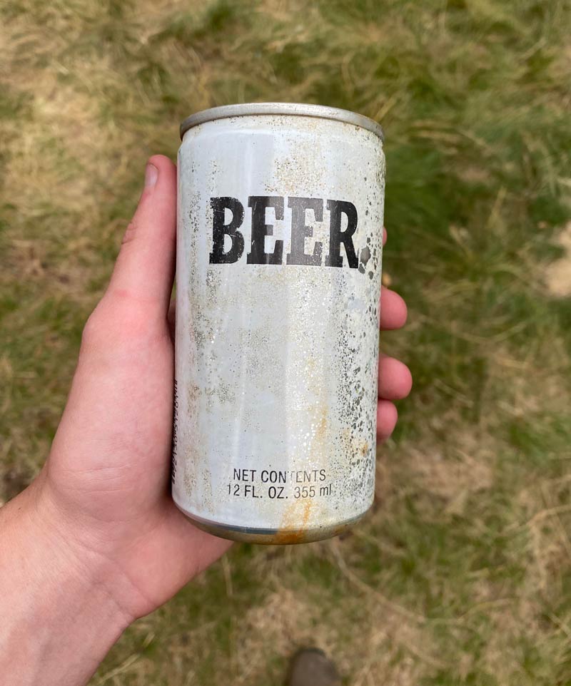 My dad found this very concise beer can in a lake