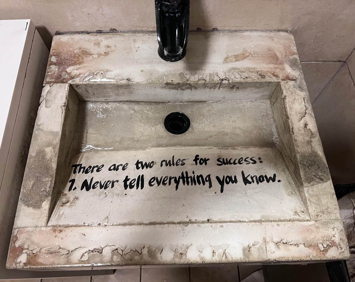 In a restaurant bathroom