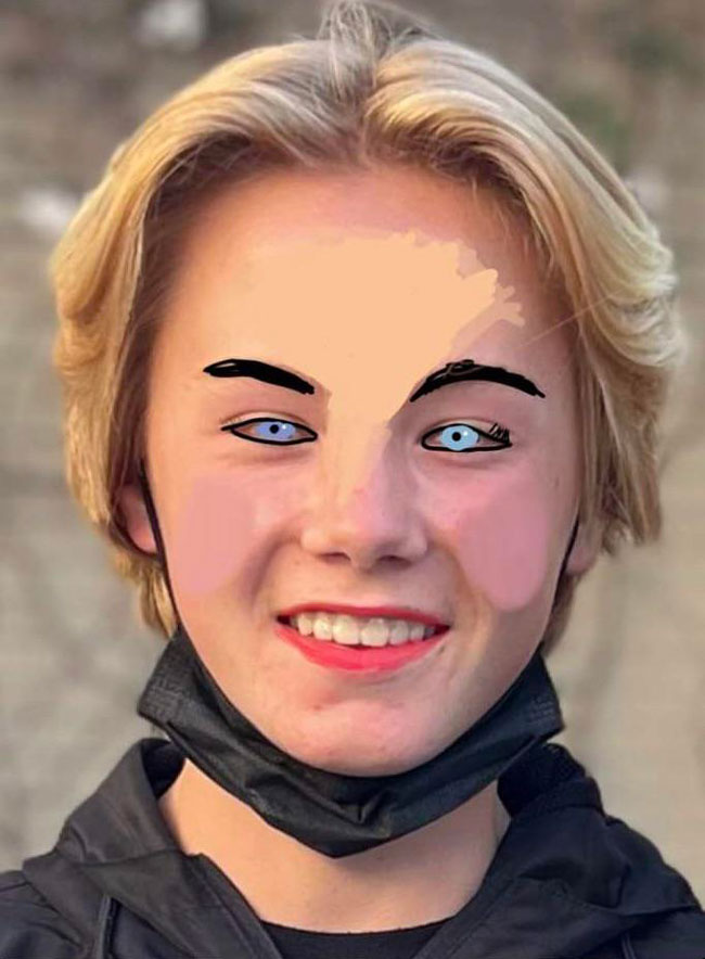 My daughter (9) offered to use her newly acquired photo editing skillz and smooth out her brother's acne on the picture he was sending in for his new high school