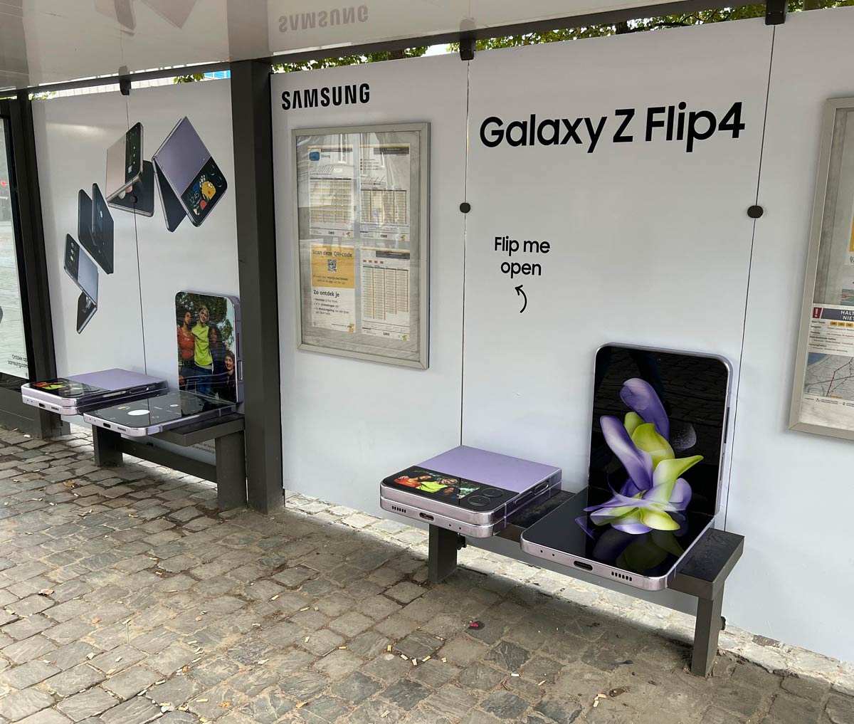 Samsung’s advertisement at a bus stop in Belgium