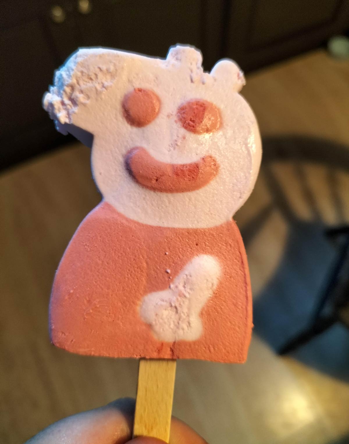 Peppa Pig ice-cream looks like it's happy to see me