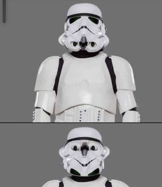 Turning the Stormtrooper helmet upside down really changes the whole movie