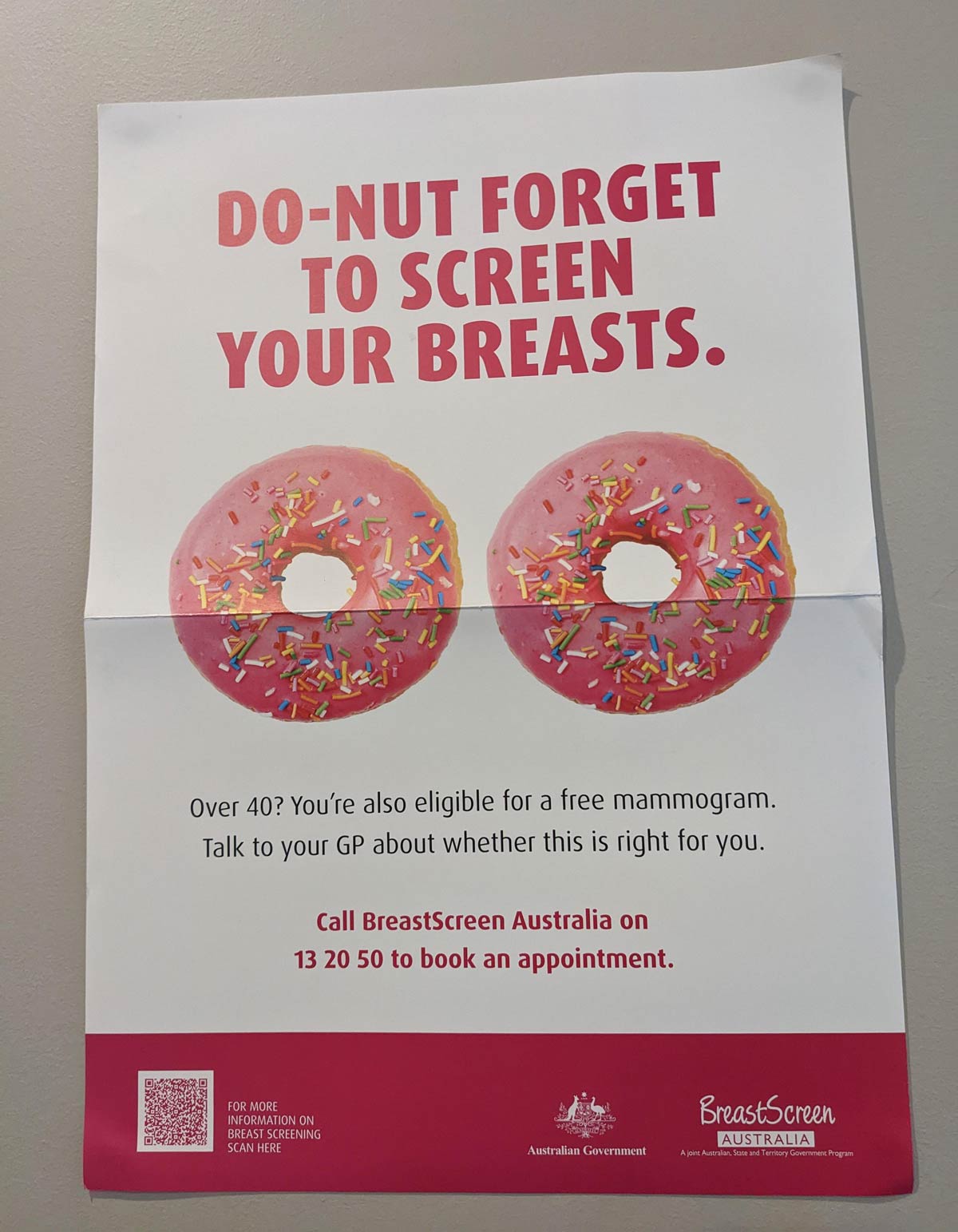 This flyer for breast screening at my doctor's office