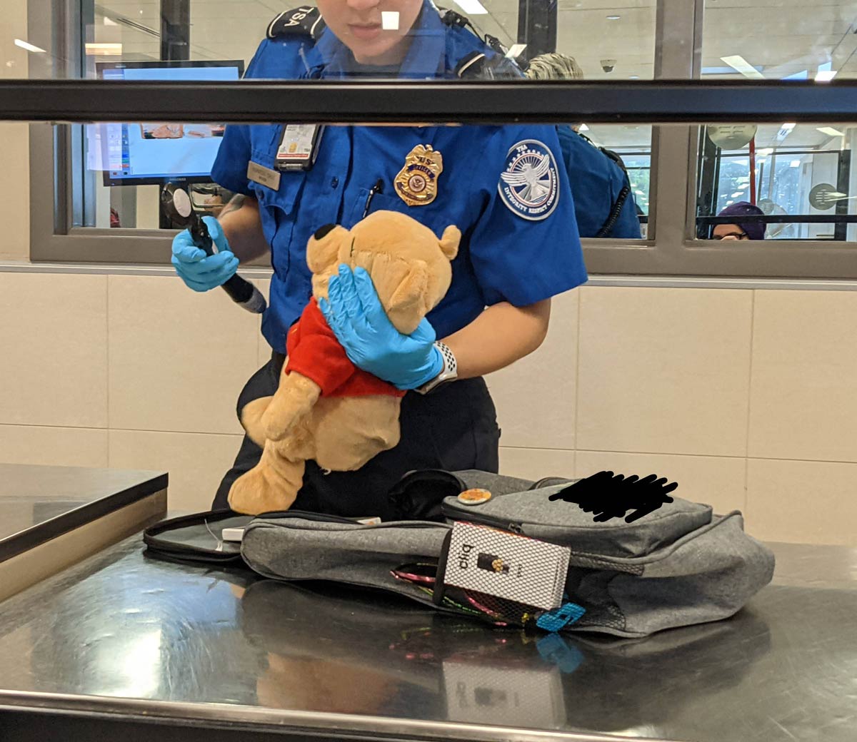 TSA stopped to inspect my silly old bear while a weed vape was in my backpack pocket
