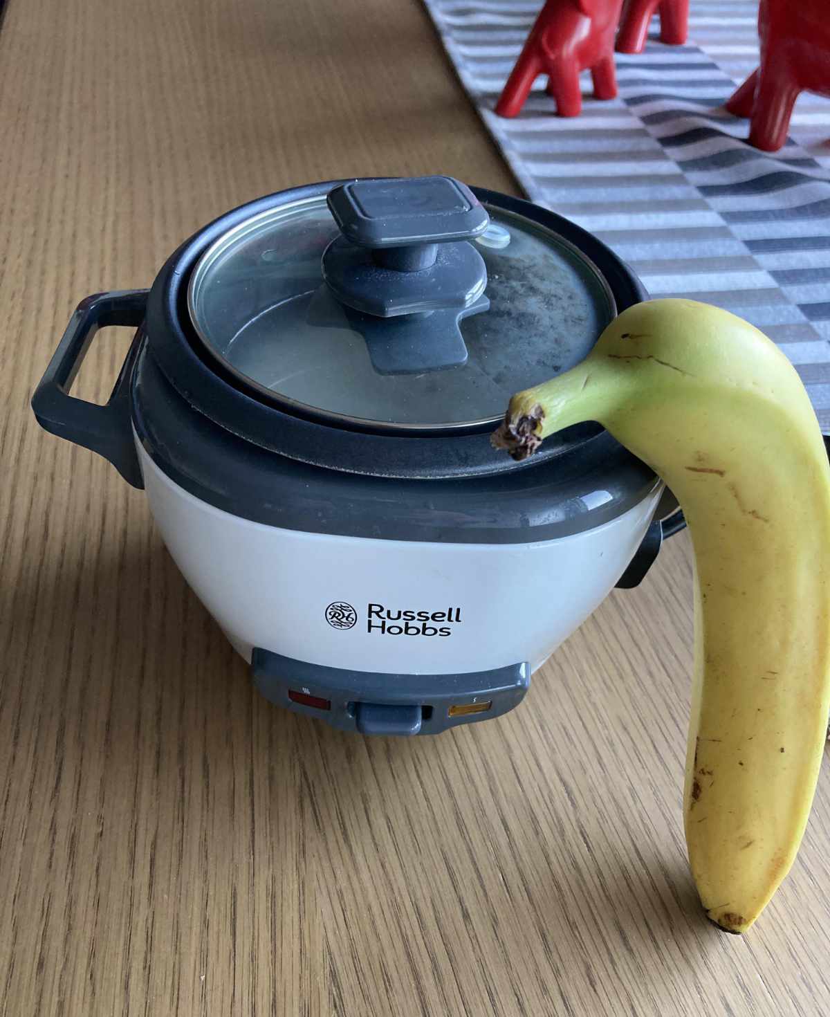 And this is why you check the size of the rice cooker before hitting the Amazon buy button (banana for scale)