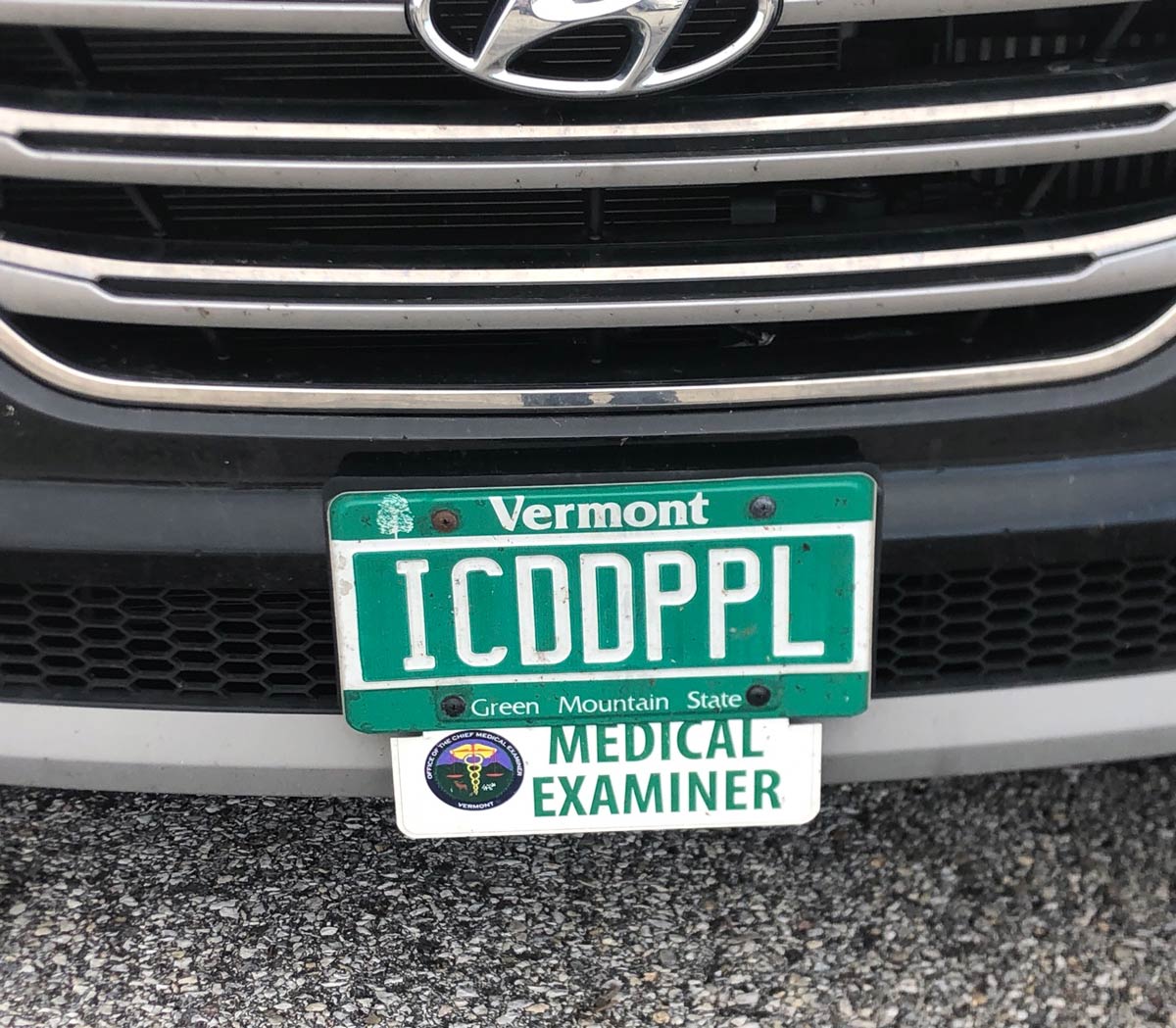 This medical examiner’s license plate