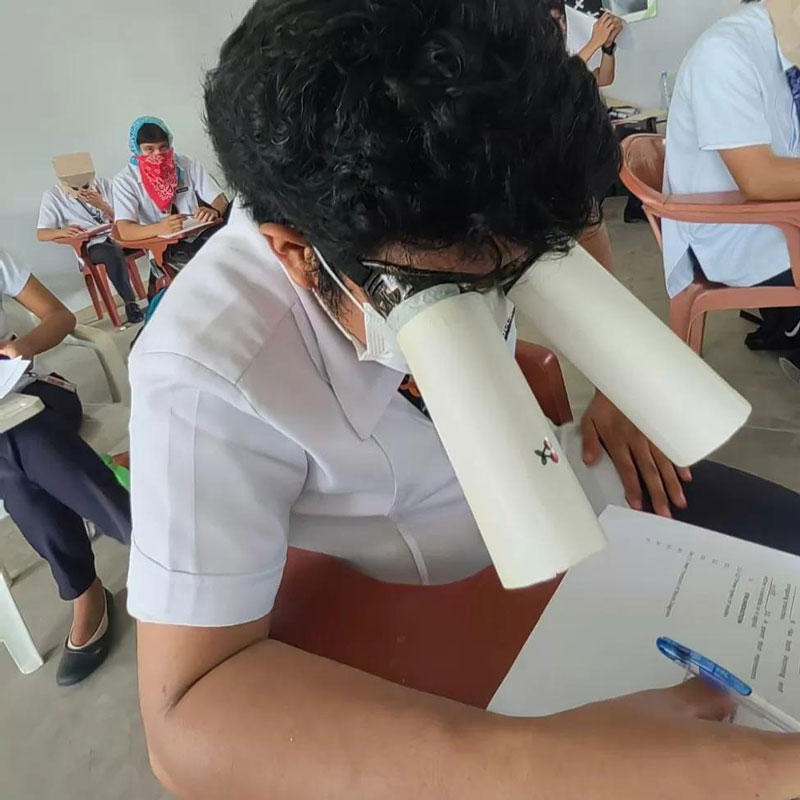 Teacher in Philippines asks engineering students to create their own anti-cheating head-wear