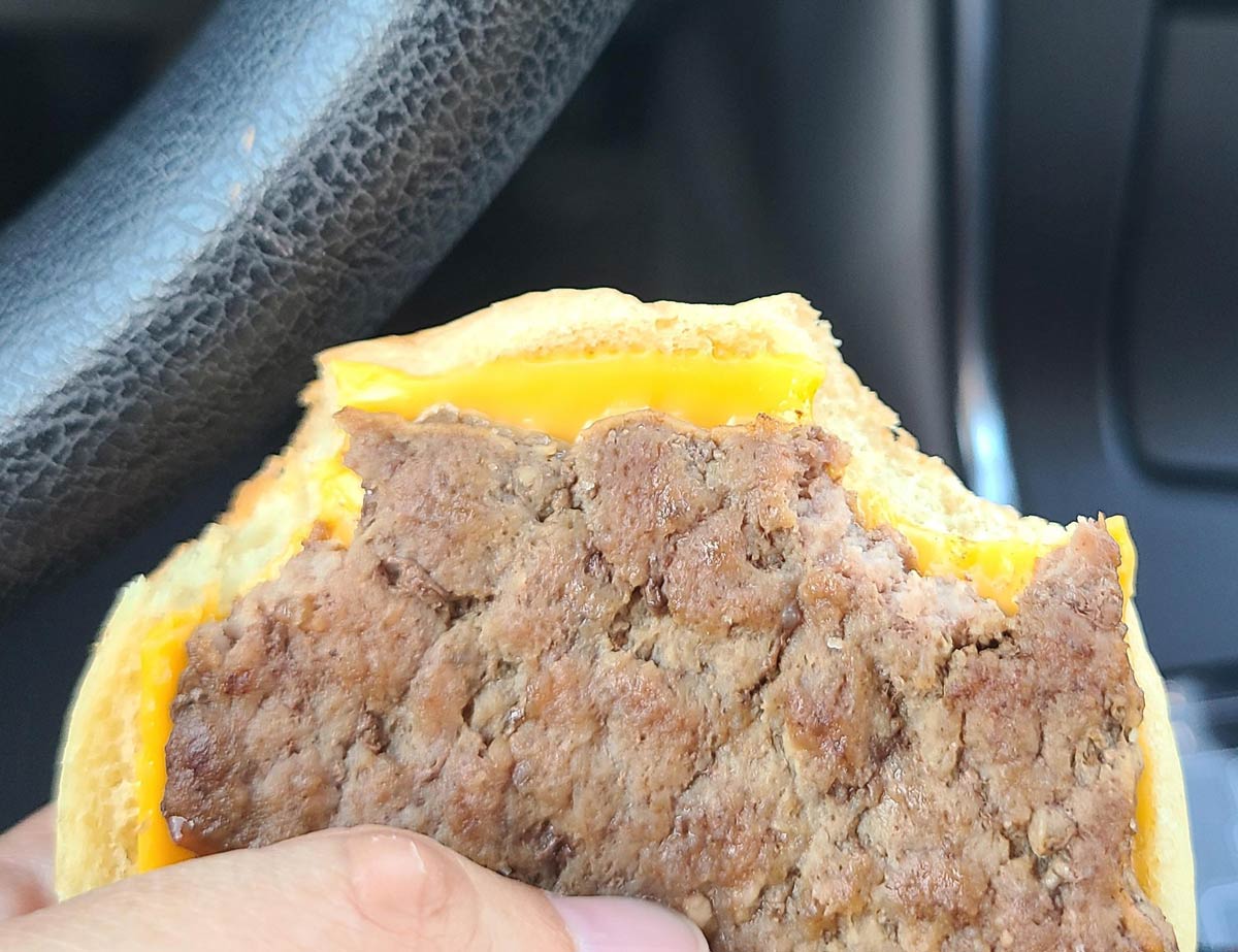 My toddler said he wanted a bite of my cheeseburger. I handed it to him, and he proceeded to take the top bun off, then eat all 4 corners with the highest cheese & beef to bread ratio before handing it back to me...