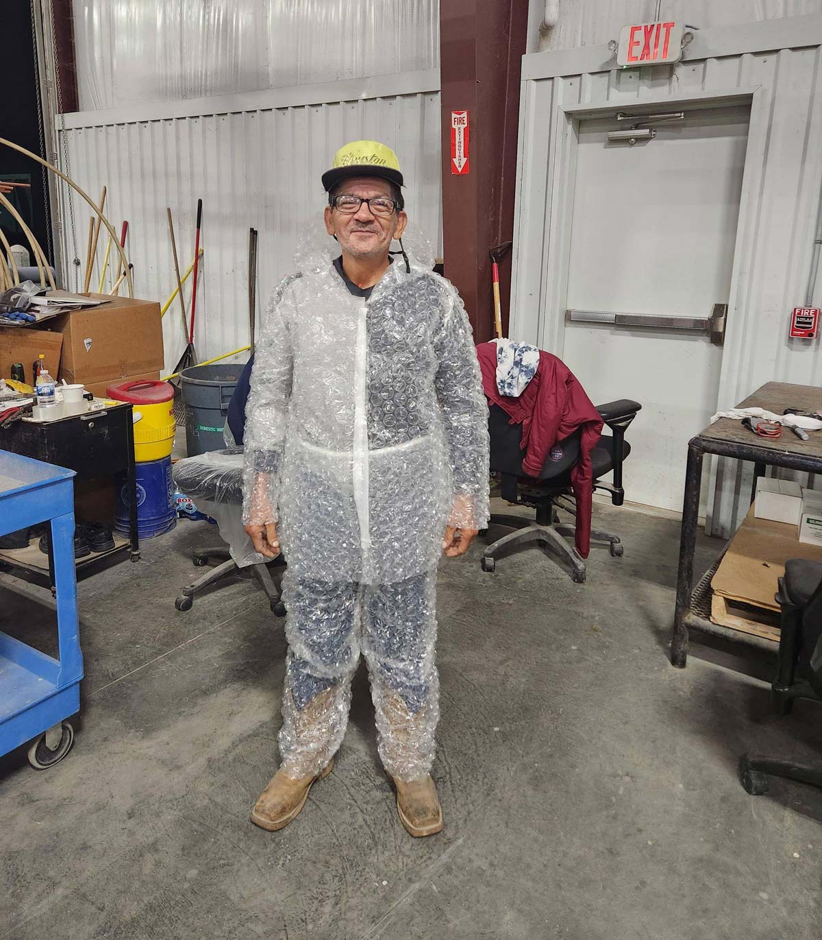 After getting hit by a forklift twice in one week, my coworker started wearing protection