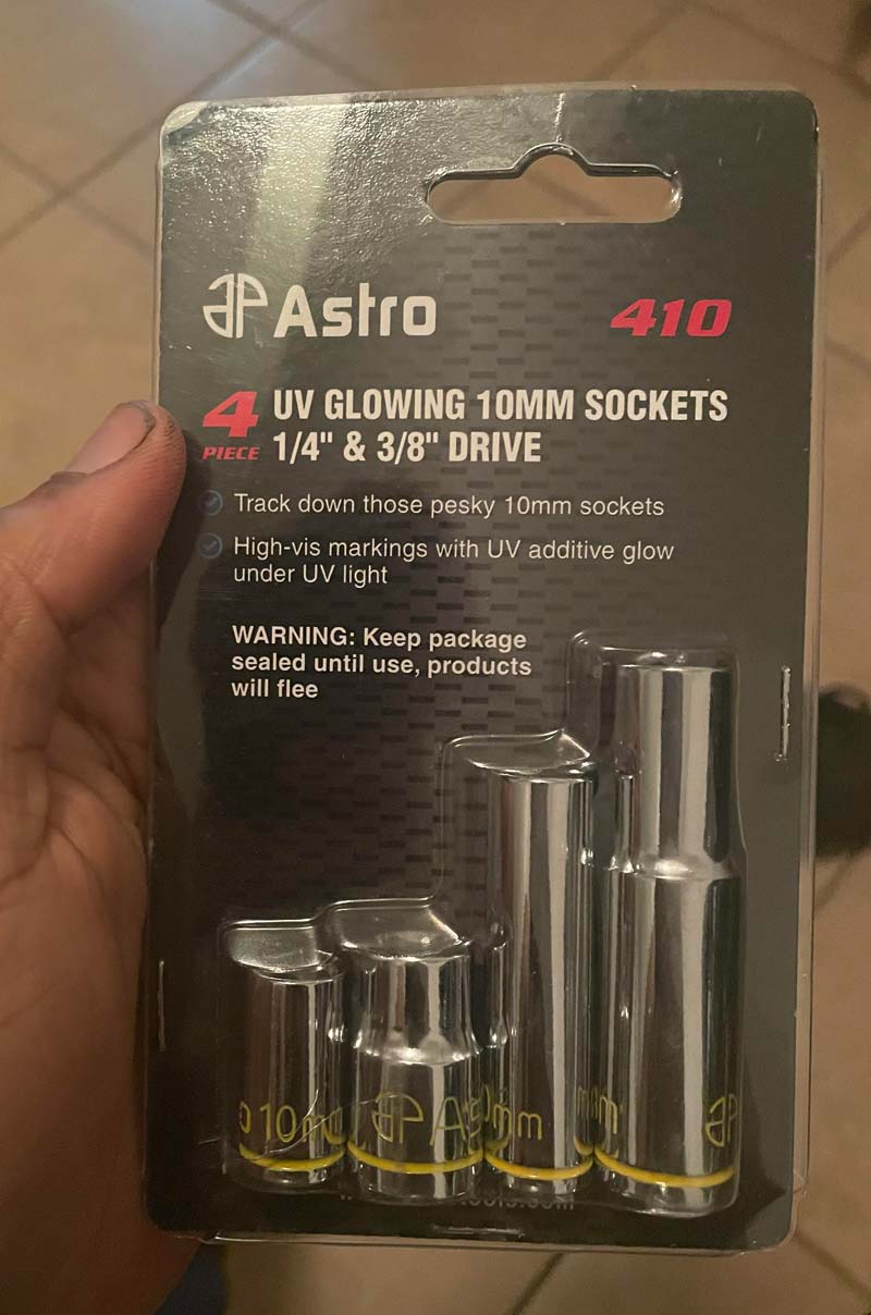 Bought some 10mm sockets since I lost all the ones I had and they had funny packaging
