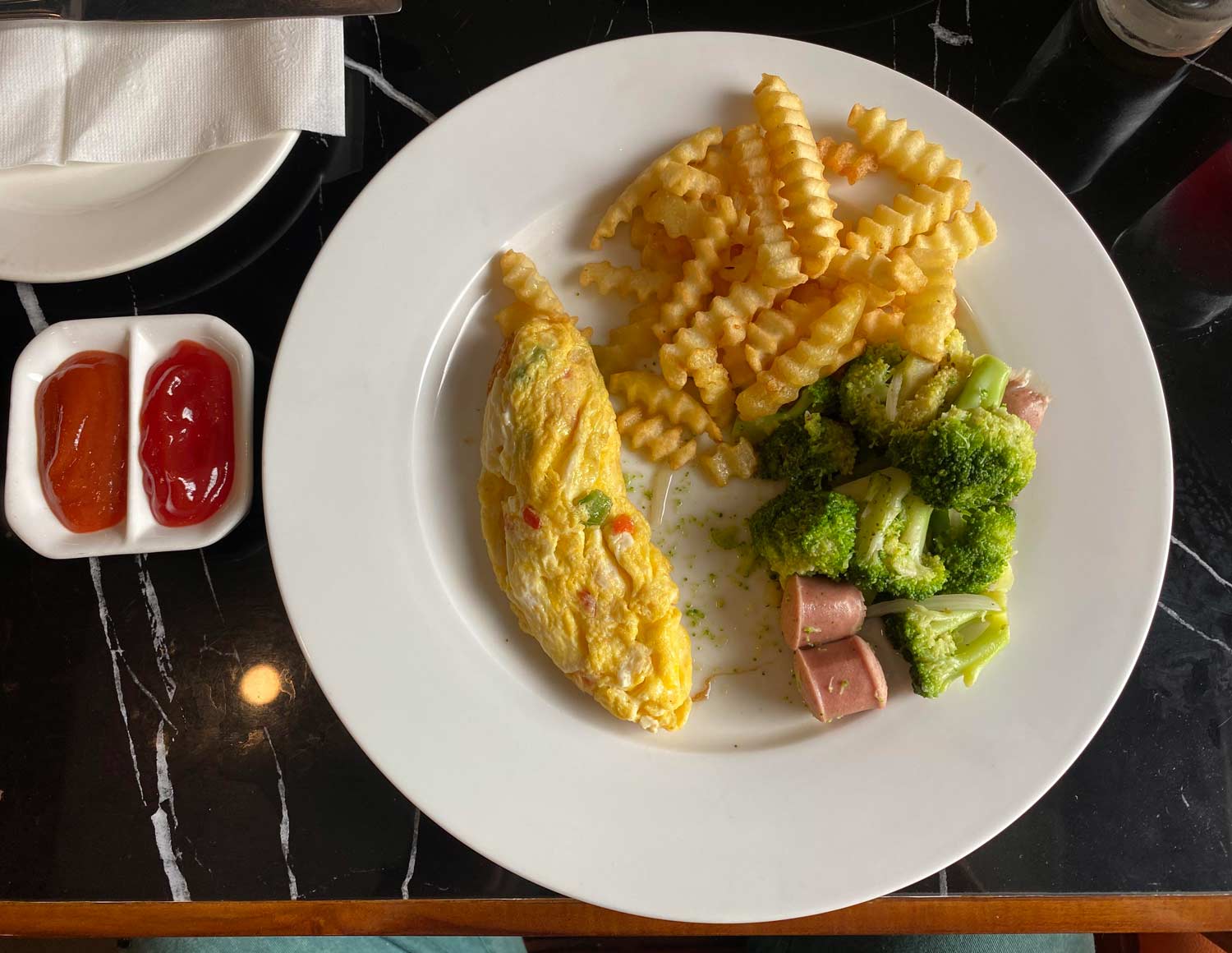 “American Breakfast”, according to a hotel in Sumatra