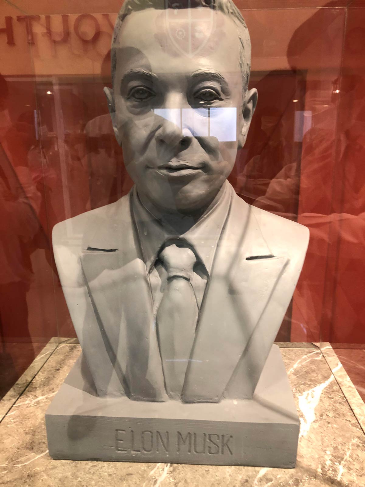 This Elon Musk bust at my school