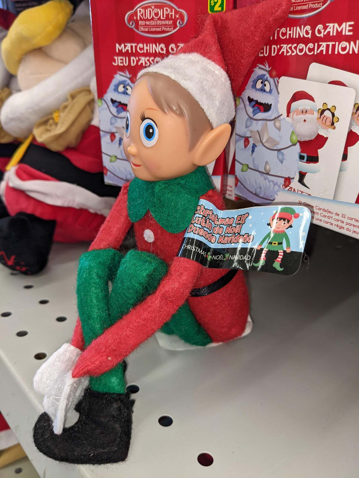 Knock-off elf on the shelf looks like it's seen some things