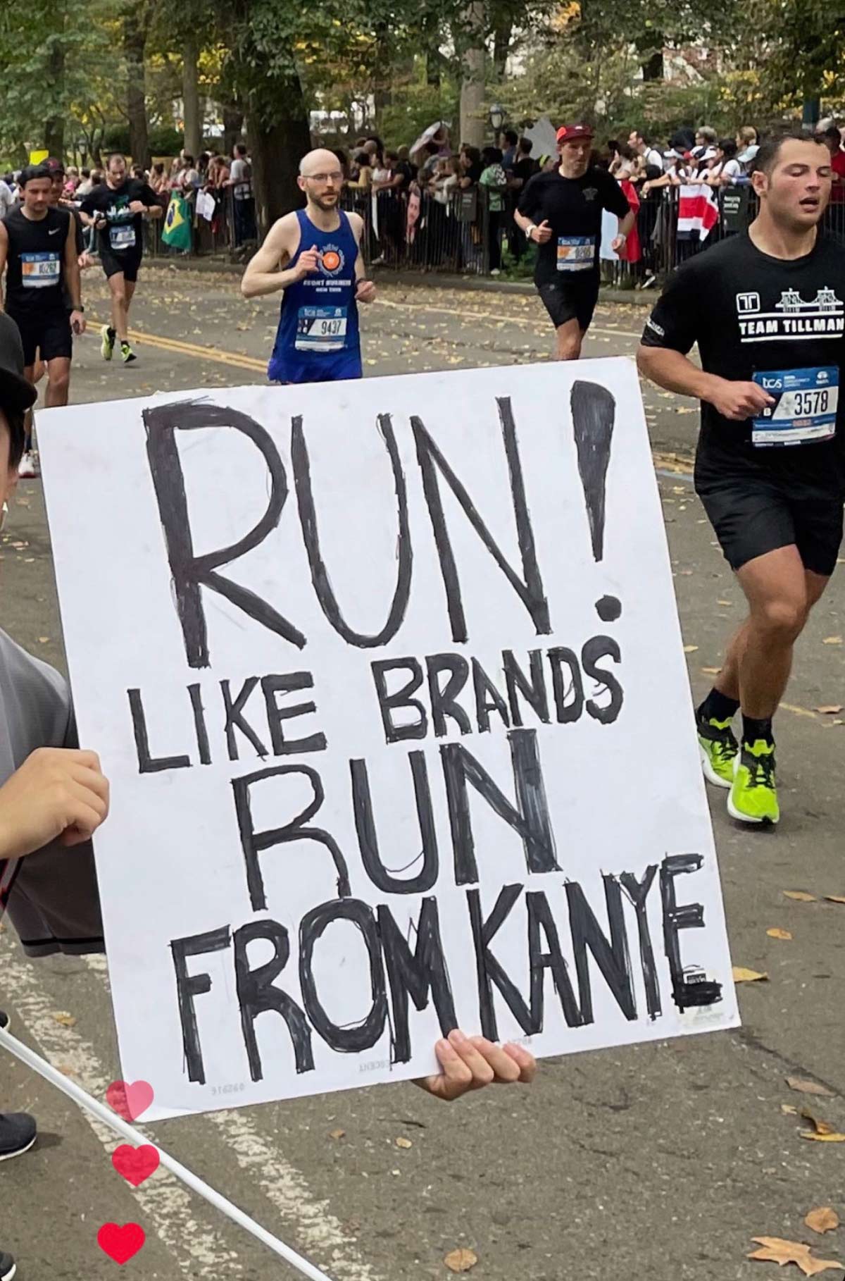 Brother made a sign for the 2022 New York City Marathon