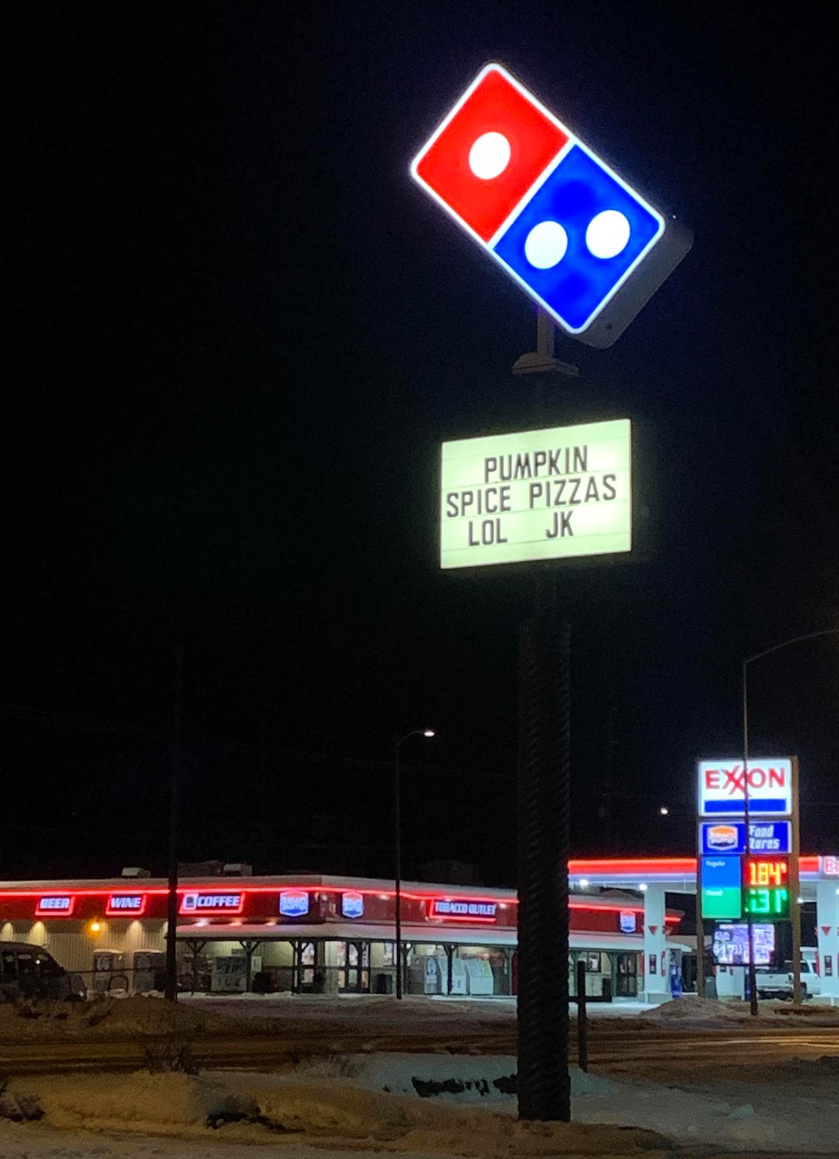 Local Domino's Pizza poking fun at your PSL addiction