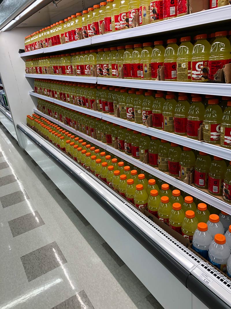 This entire refrigerated section is dedicated for just lemon Gatorade