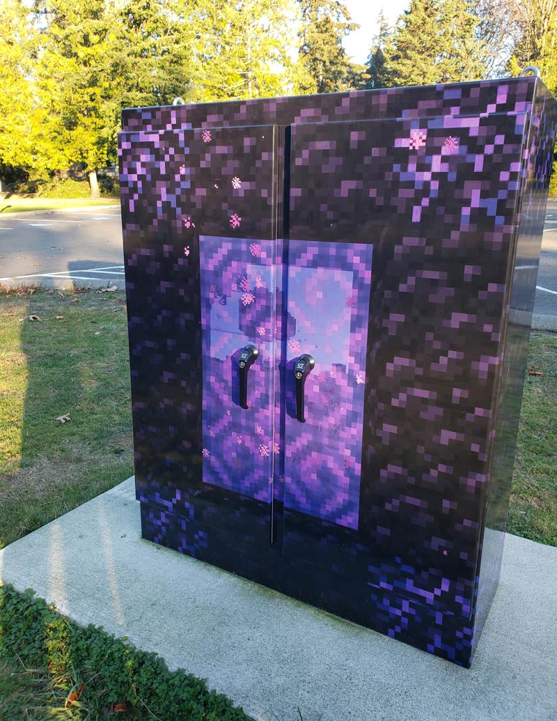 This park utility box painted like a nether portal