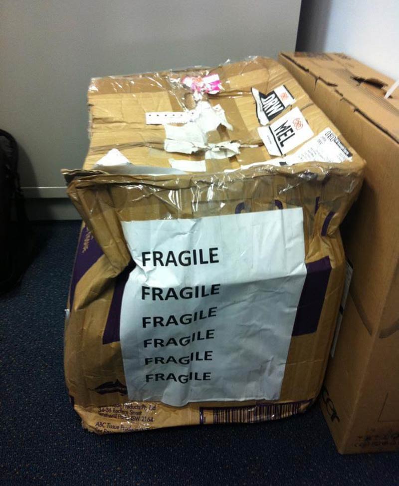 My new work computer arrived. Fragile!