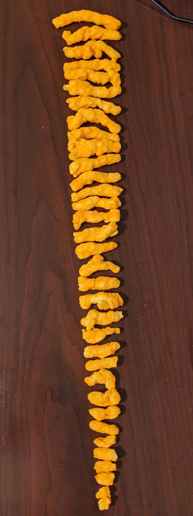 By the powers of procrastinating, I sorted my Cheetos from largest to smallest