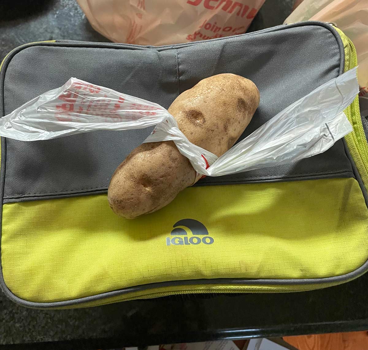My wife couldn’t open the bag, so this was her solution when she bought the potato