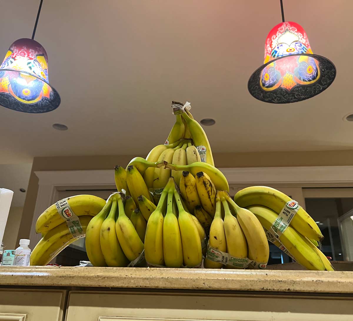 Wife accidentally ordered 9 bunches of bananas. Naturally, my young son saw an opportunity to make a Crab Banana sculpture... Behold, THE CRABANANA!