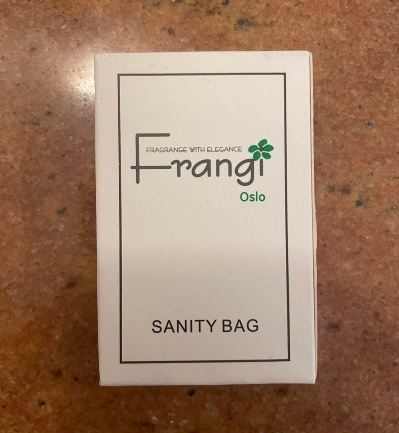 “Sanity Bag” from the hotel I’m staying in