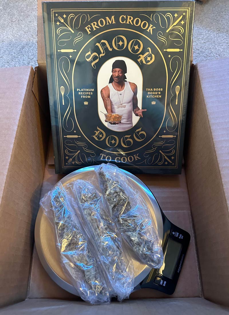 $15 Snoop Dogg Cookbook + $8.50 Amazon Kitchen Scale + $1 Dried Oregano = $25 White Elephant Gift