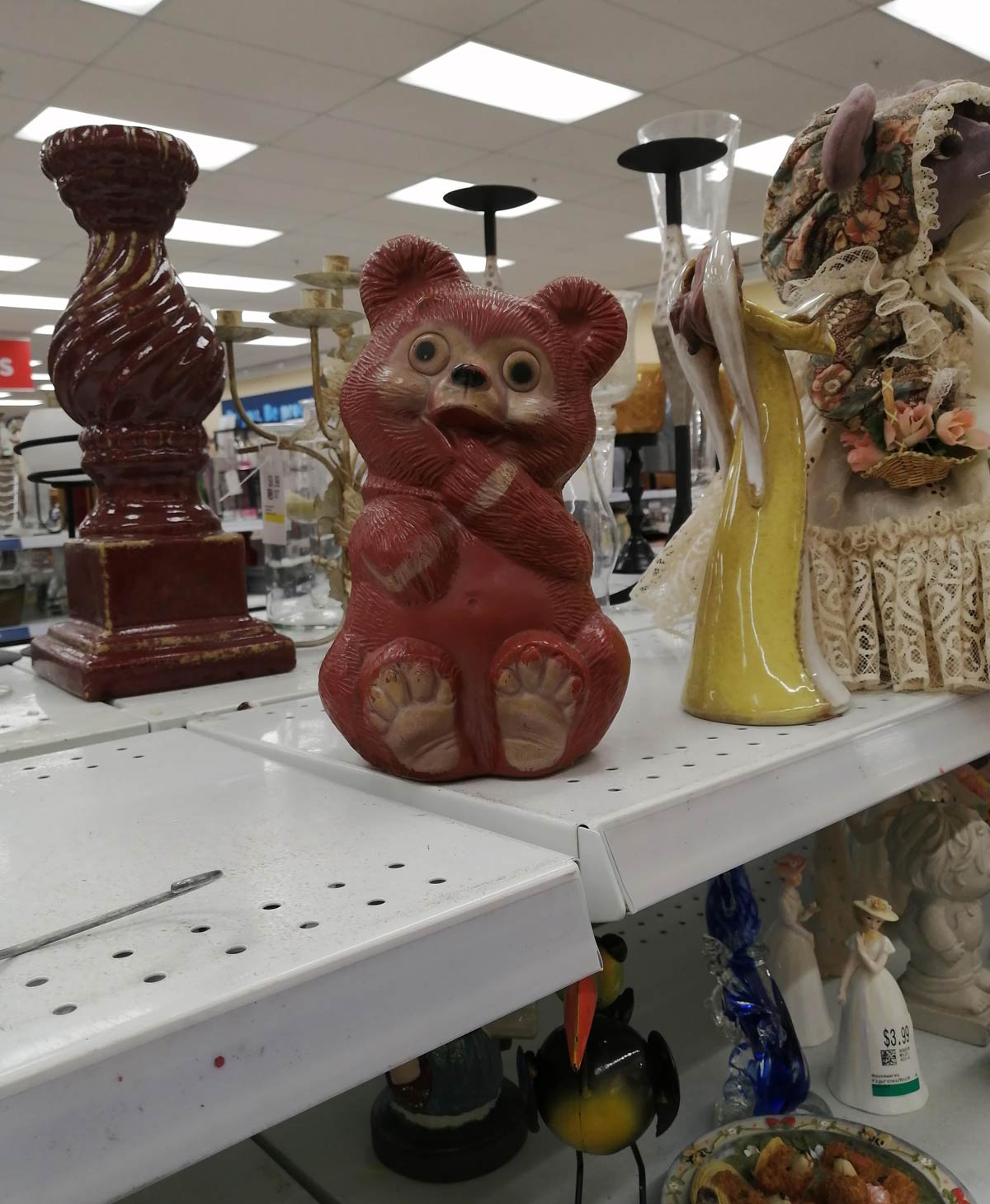My girlfriend wouldn't let me buy this bear, she said it would bring demons into our home...