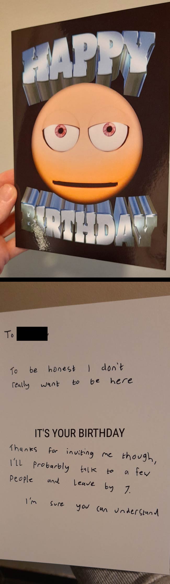 This birthday card my roommate was given at his party
