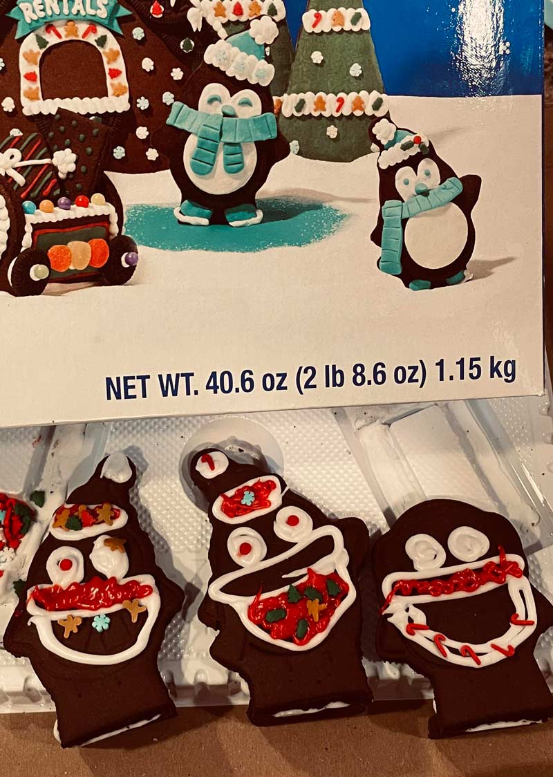 My wife decided to make the gingerbread penguins into nightmare fuel
